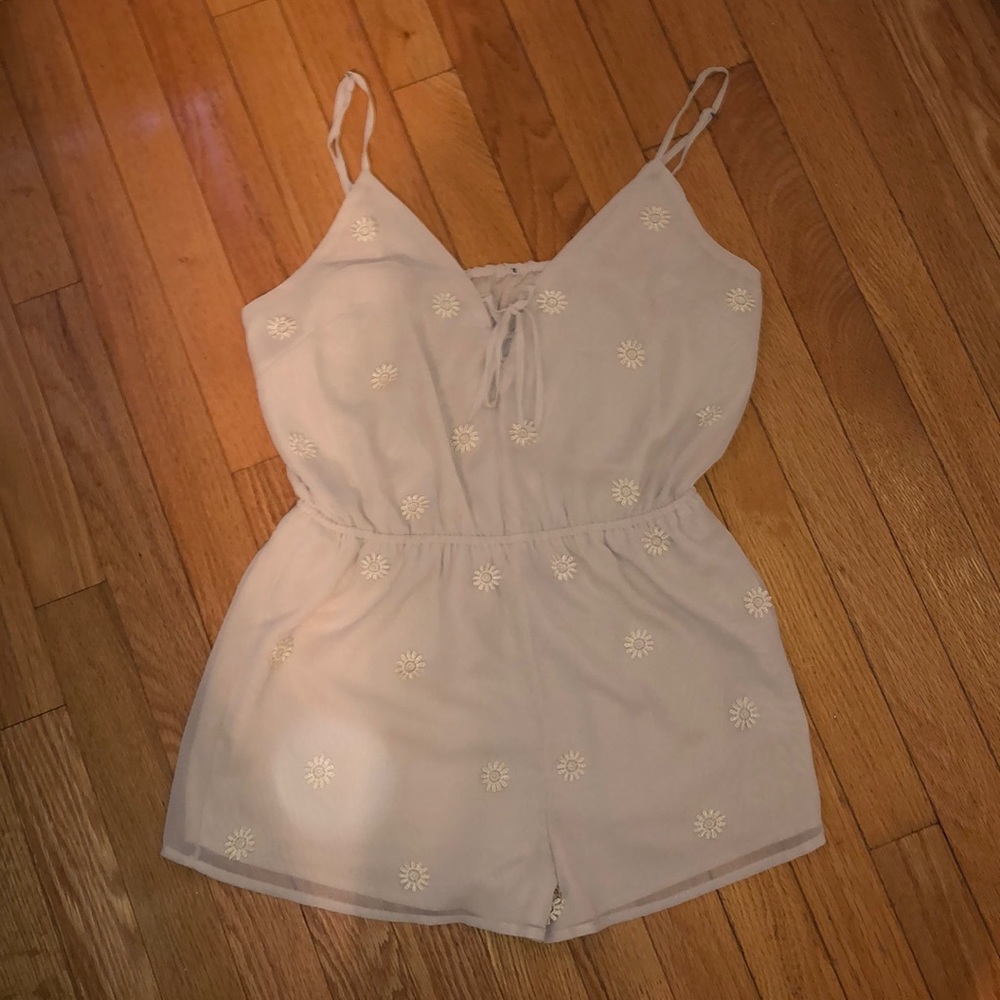 Forever 21 Beige Romper with white flowers